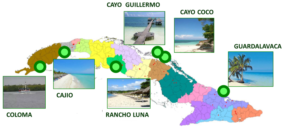 Location of the studied sand beaches
